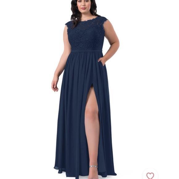 Azazie Dark Navy size A10 bridesmaid dress - Picture 8 of 9